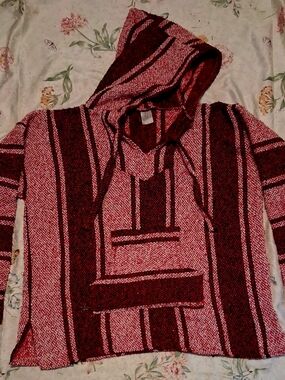 Unlisted Red and Dark Red Striped Hooded Tunic